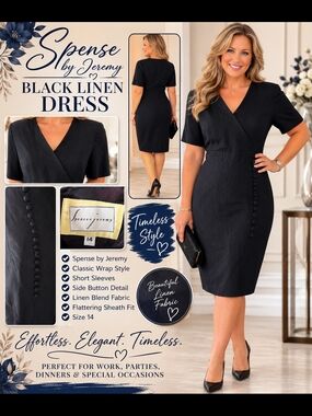 Spense by Jeremy Black Wrap-Style Dress – Size 14